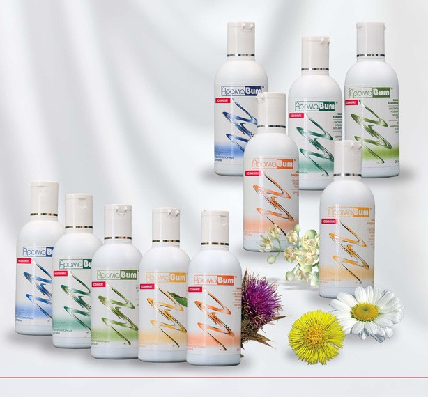 Shampoos and balsams for hair treatment and protection "AromaVit"