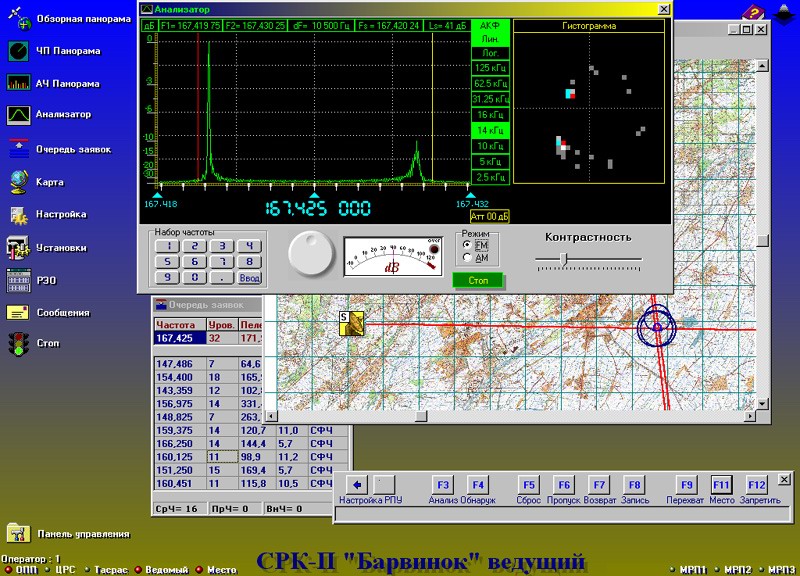Desktop of the operator's console of the "Barvinok" station